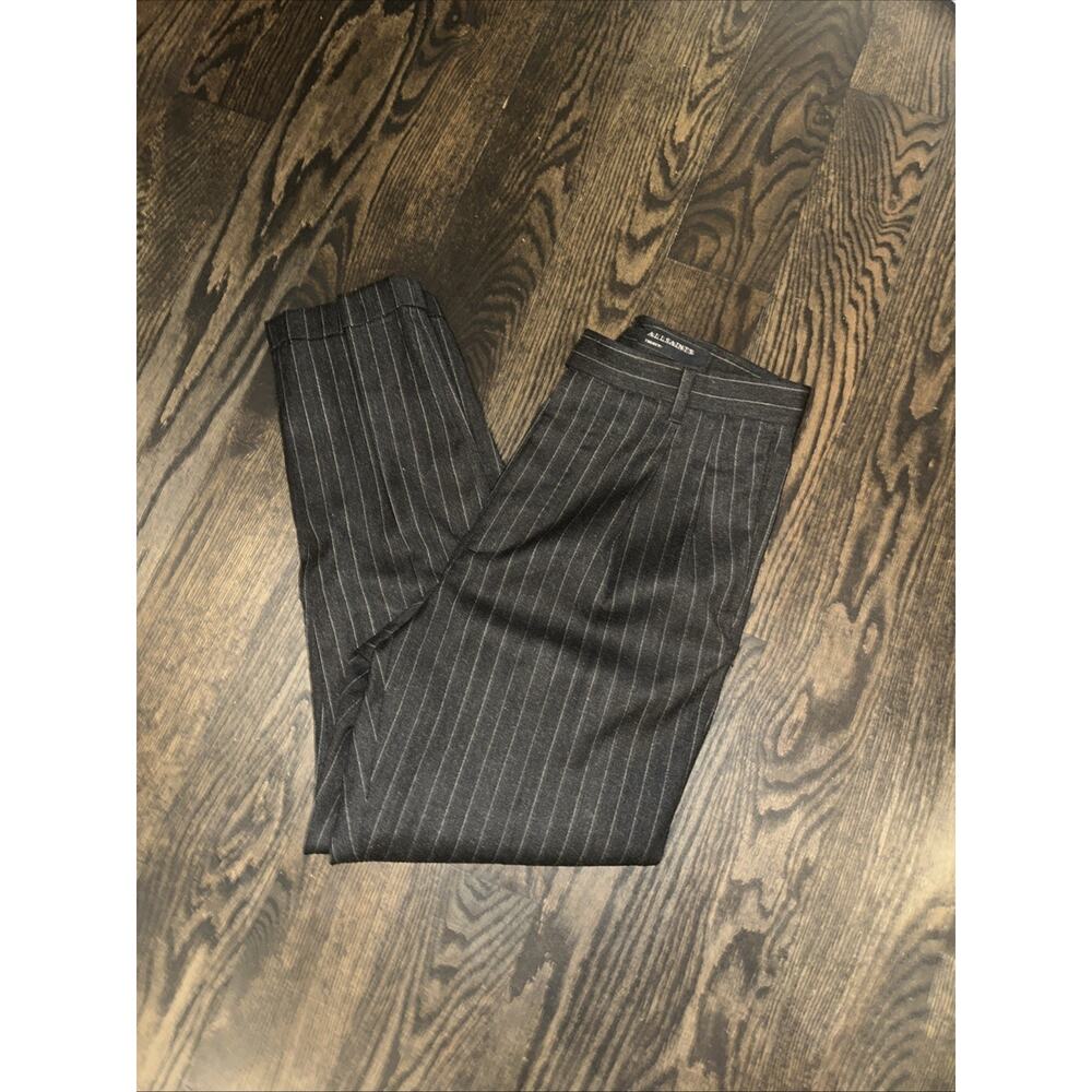 All Saints Pinstripe Wool Trousers - Men's Black Size 28